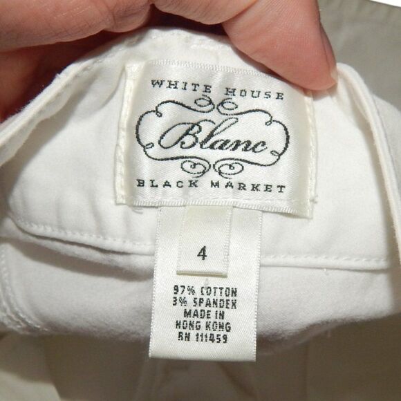 WHITE HOUSE BLACK MARKET BLANC women's size 4 97% cotton white capri pants - Picture 7 of 14